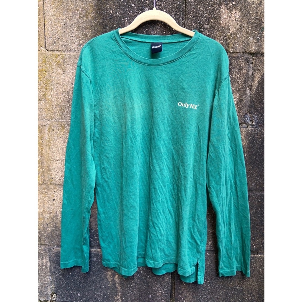 Only NY Green Long Sleeve Logo T-Shirt Made in USA Streetwear Minimalist Men's L
